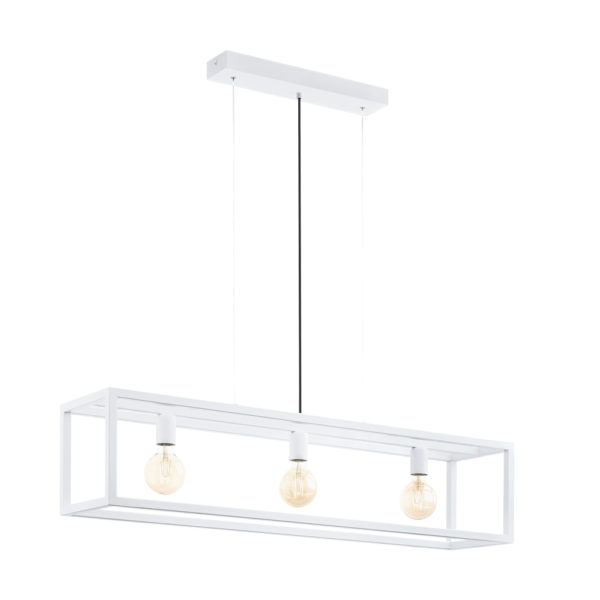 Lámpara Elswick - colgante industrial tres luces - acero - blanco y negro