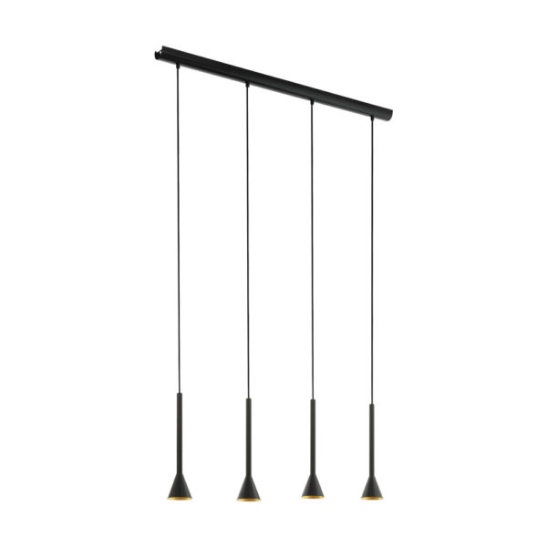 Colgante Liniers - lampara de techo - cuatro focos - negro y oro - EGLO - Liderlamp