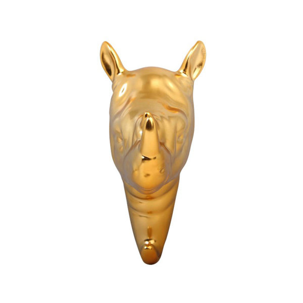 Gancho Rinoceronte porcelana - dorado - colgador - recibidor - &Kleveling