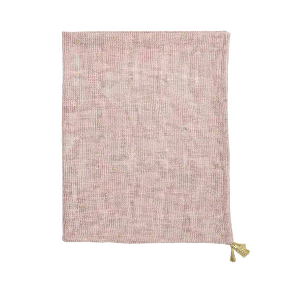 Plaid Babette - algodon - topos dorados - manta sofa - rosa y dorado - Liderlamp (1)