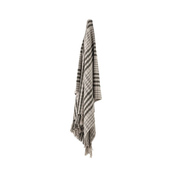 Plaid Fede - algodon reciclado - cuadros grises- textil dormitorio - clasico - Liderlamp (2)