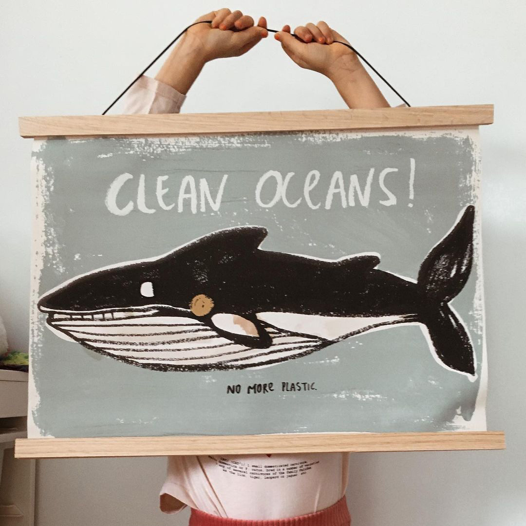 Lamina Clean Oceans - ilustracion ninos - deco infantil - ecologia - Liderlamp (1)