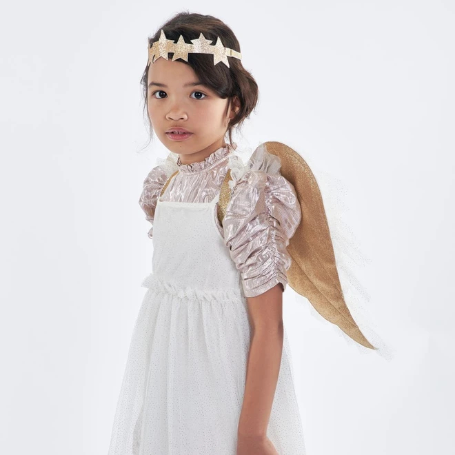 Disfraz de angel - disfraces ninos - tul blanco - dorado - tocado - Liderlamp (1)