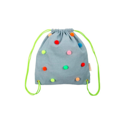 Bolsa Backpack Pompones - bolso de tela - pompones multicolor - ninos - Liderlamp (1)