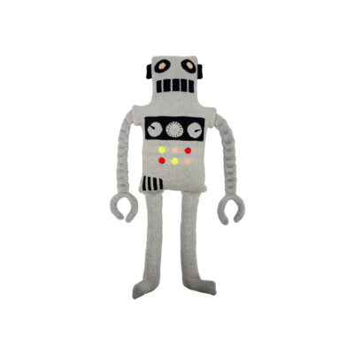 Robot de Punto Ziggy - muneco - algodón organico - brillo metlico - Liderlamp (1)