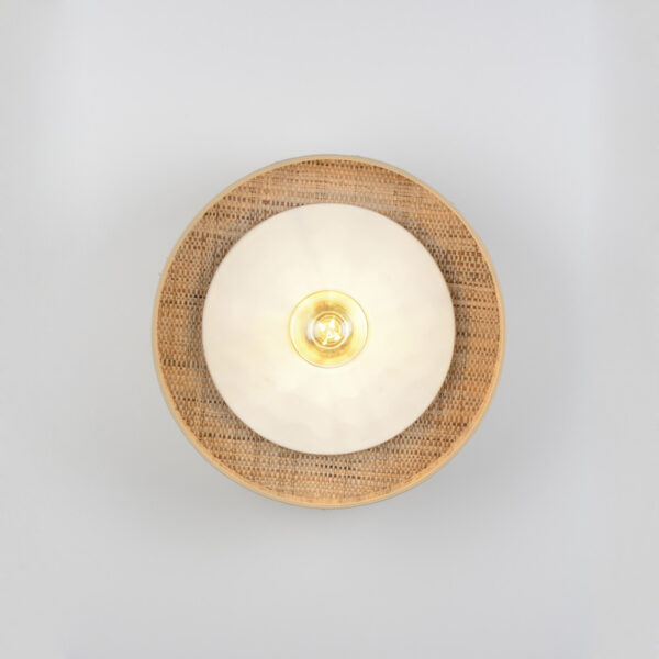 Aplique Portinatx - fibra de banano - cerámica blanca gofrada - Liderlamp (5)