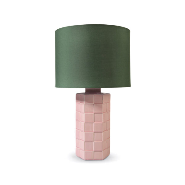 Sobremesa Gambit Rosa - lampara moderna - ceramica y algodon - Liderlamp (1)