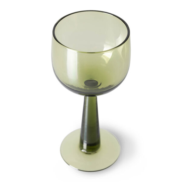 4 Copas Vino Altas Verde Oliva - menaje - cristaleria retro - estilo vintage - Liderlamp (1)