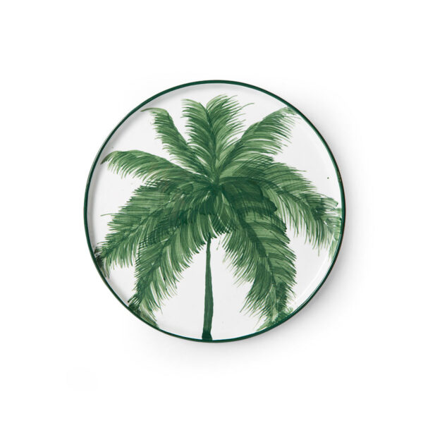 Plato Postre Porcelana Palmera Verde - mesas bonitas - tropical - menaje - Liderlamp (1)