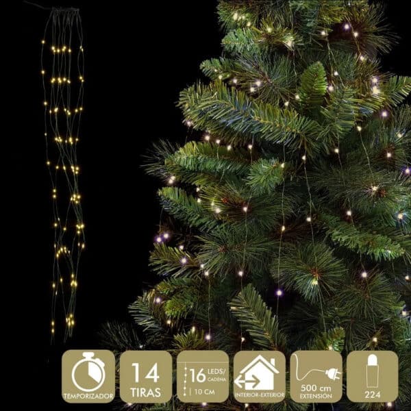 Cortina 224 Luces LED - Luces arbol de Navidad - decoracion - Liderlamp (2)