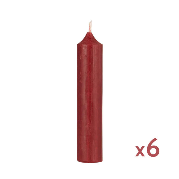 Pack 6 Velas Cortas Rustic Roja - Deco Navidad - Liderlamp (1)