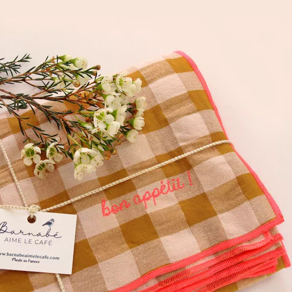 Mantel cuadro de Vichy mostaza-fluor - Liderlamp