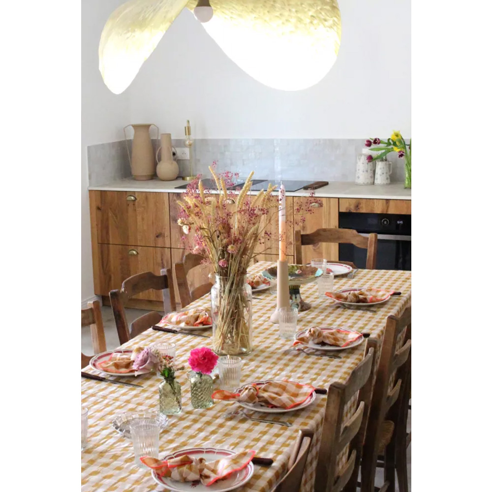 Mantel cuadro de Vichy mostaza-fluor - Liderlamp