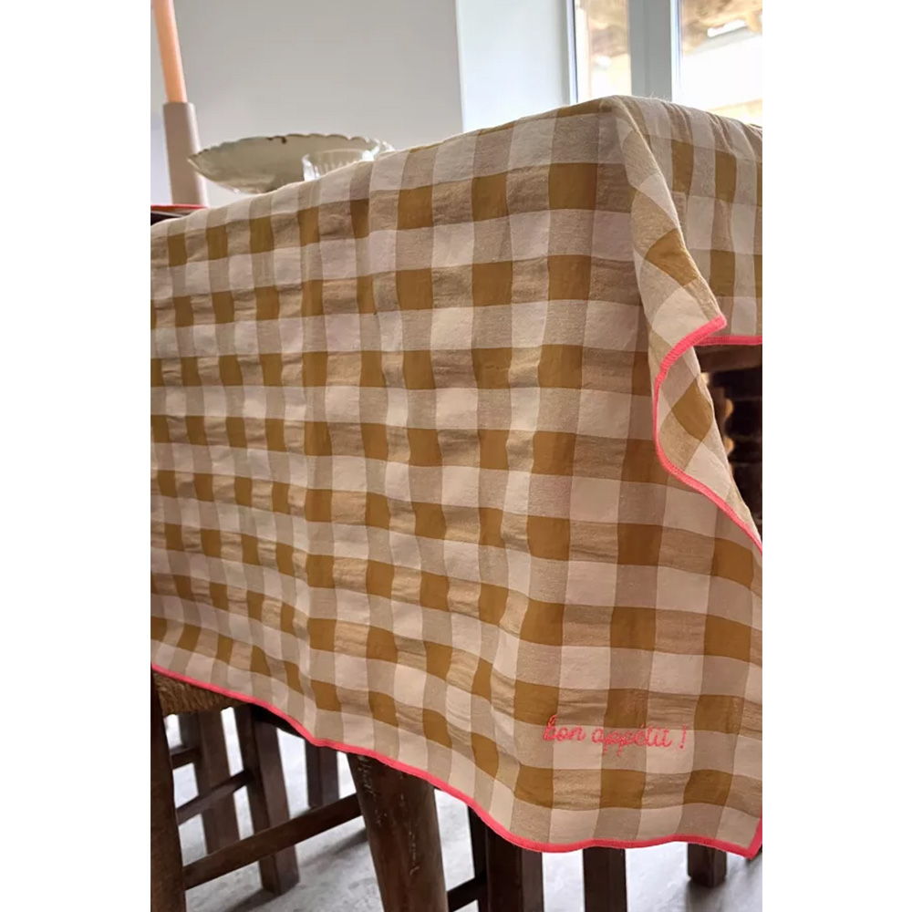 Mantel cuadro de Vichy mostaza-fluor - Liderlamp