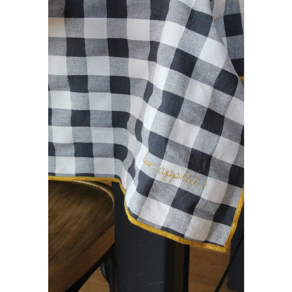 Mantel cuadro de Vichy negro-mostaza Liderlamp