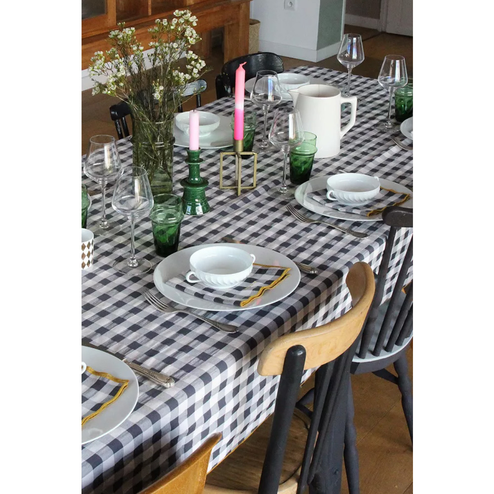 Mantel cuadro de Vichy negro-mostaza Liderlamp