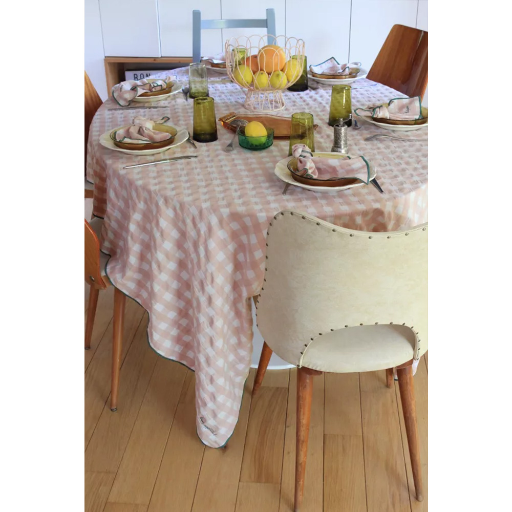 Mantel cuadro de Vichy rosa-verde - Liderlamp