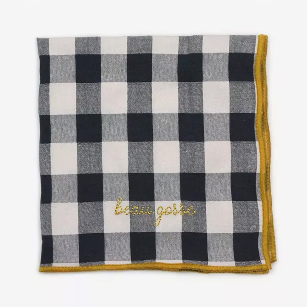 Servilleta Vichy Negro Ribete Mostaza - Liderlamp