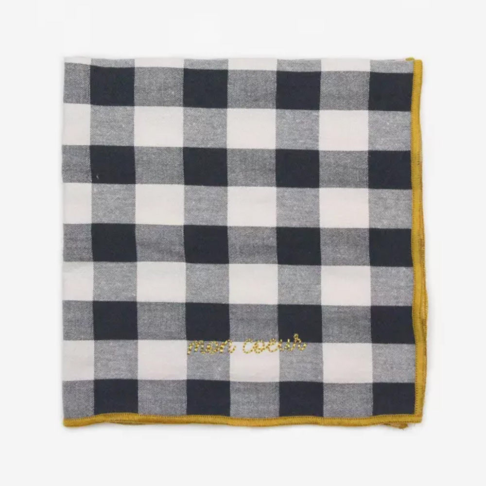 Servilleta Vichy Negro Ribete Mostaza - Liderlamp