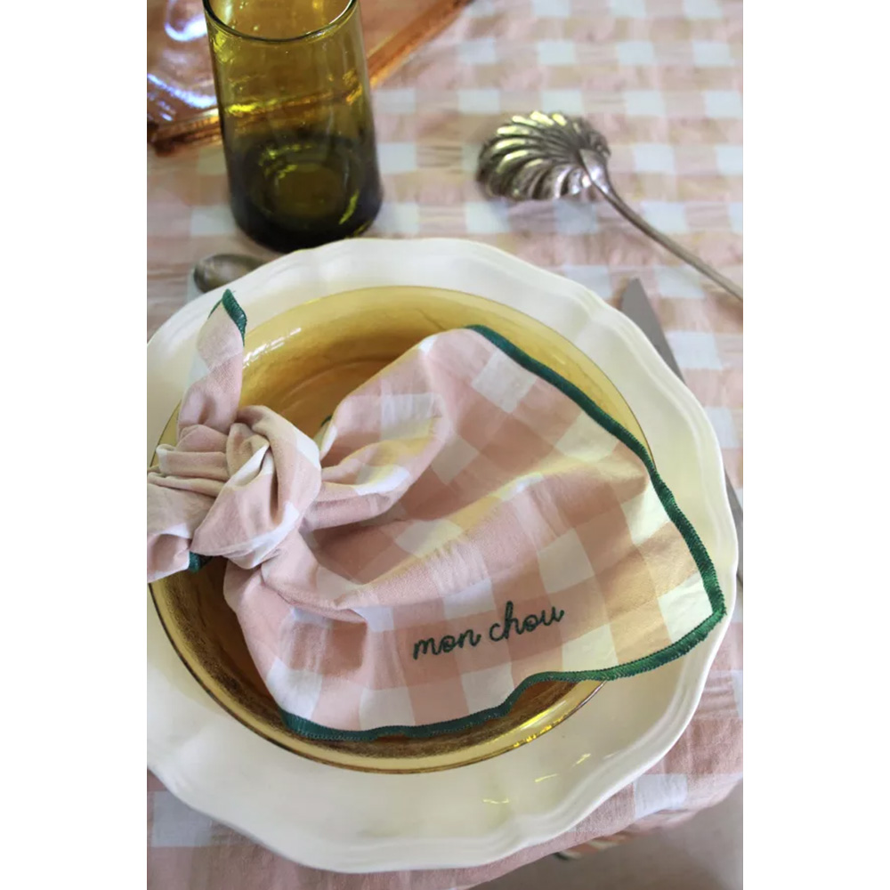 Servilleta Vichy Rosa Ribete Verde - Liderlamp