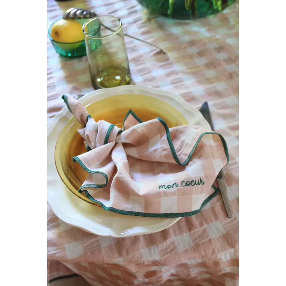 Servilleta Vichy Rosa Ribete Verde - Liderlamp