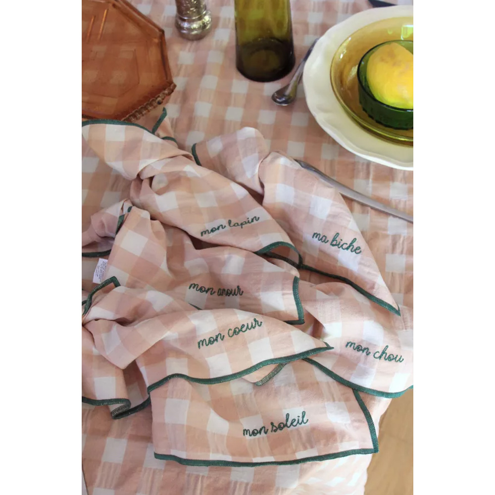 Servilleta Vichy Rosa Ribete Verde - Liderlamp