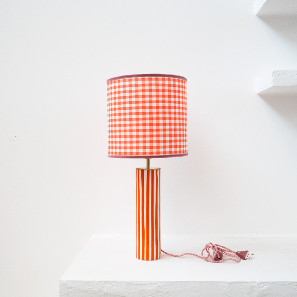 Sobremesa y Pantalla Vichy Naranja - Liderlamp