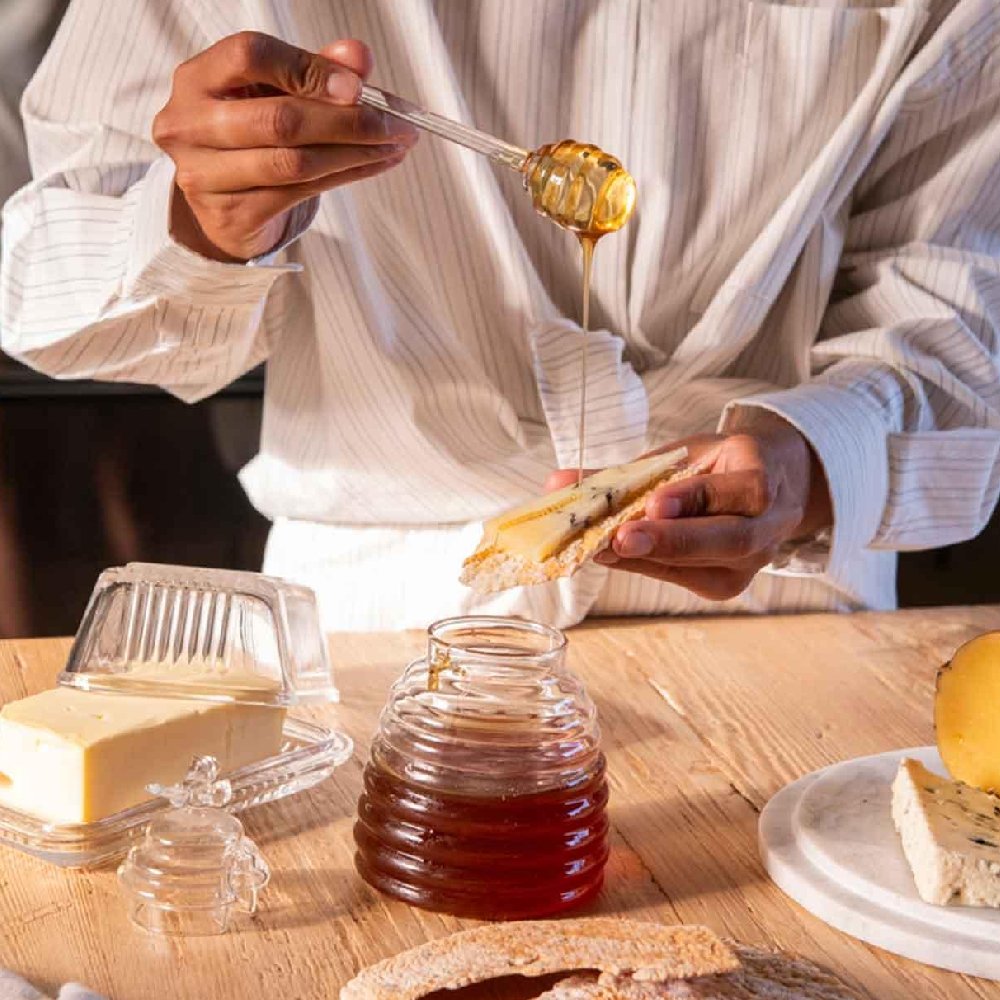 Tarro Vidrio Miel Abeja 500 Liderlamp Detalle