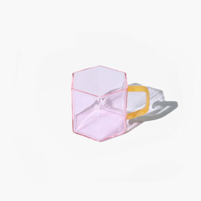 TAZA DE CRISTAL GEOMÉTRICA ROSA - Liderlamp