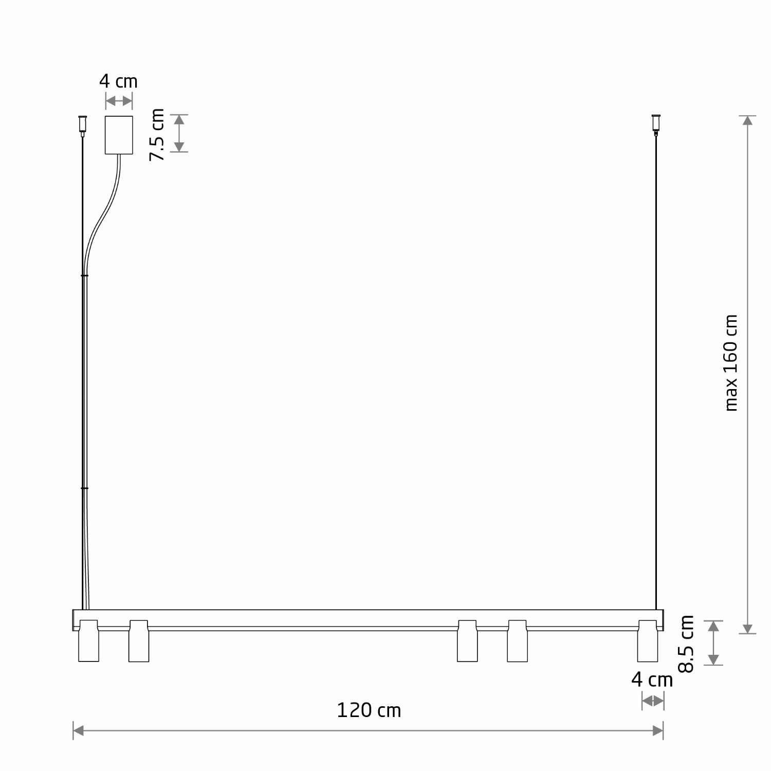 COLGANTE FOURTY LINE 5L AZUL - medidas - Liderlamp