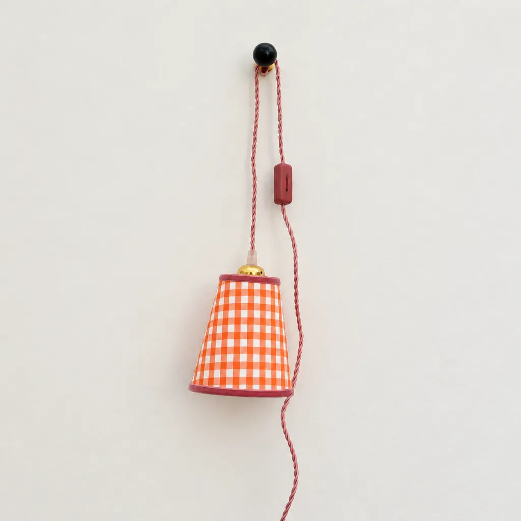 Pantalla Vichy colgar Naranja Rosa - Liderlamp