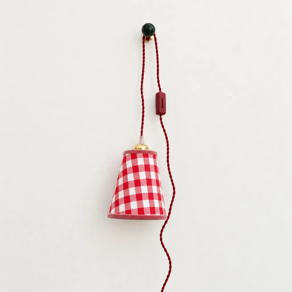 Pantalla Vichy colgar Roja Rosa - Liderlamp
