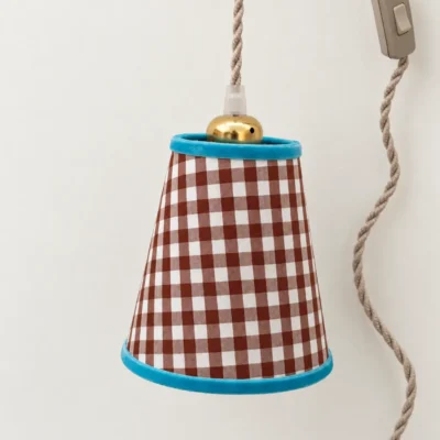 Pantalla Vichy colgar Marrón Azul - Liderlamp