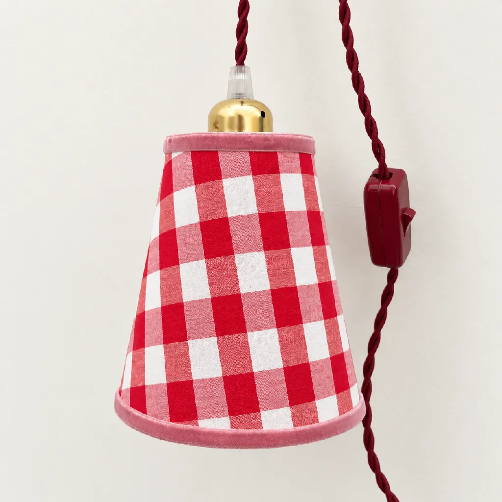 Pantalla Vichy colgar Roja Rosa - Liderlamp